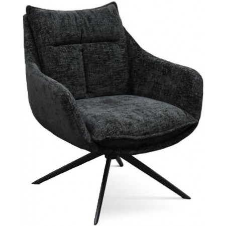 976  Poltrona in metallo tappezzata con tessuto grigio o nero