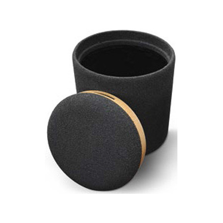 979  MDF container pouf frame, grey fabric uphosltered seat
