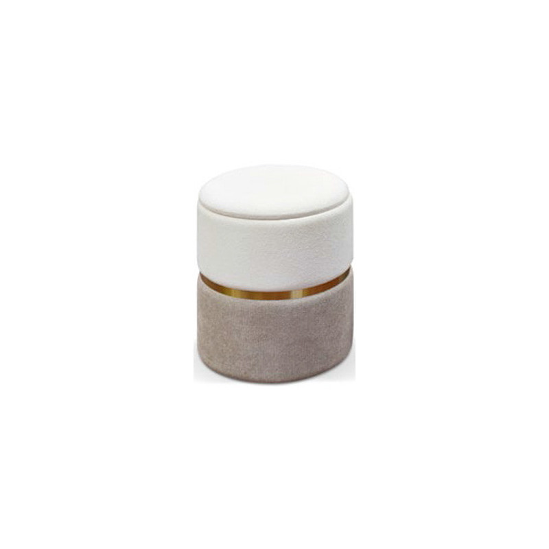 981  Pouf con scocca in MDF tappezzata con velluto bianco-grigio