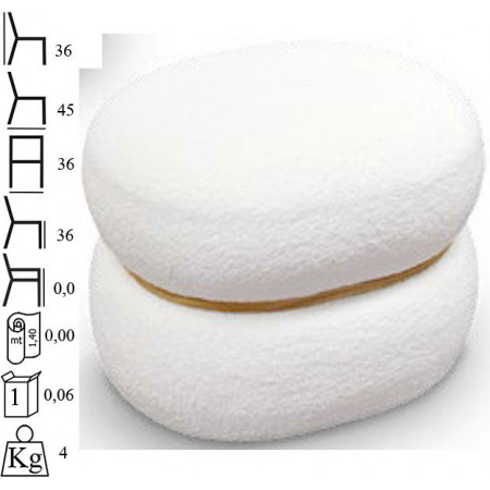 983  MDF inner frame, white or black sheep fur upholstered oval pouf
