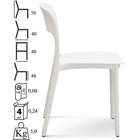 989  Stackable polypropylene structure 6 colours chair frame
