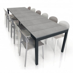 2284  Tavolo consolle allungabile con base in metallo e piano in melaminico grigio cemento