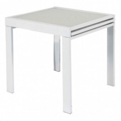 2288 Tavolo allungabile con base in metallo e piani in vetro bianco o grigio
