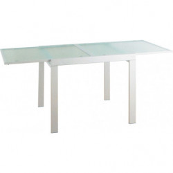 2288 Tavolo allungabile con base in metallo e piani in vetro bianco o grigio