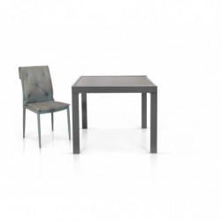2288 Tavolo allungabile con base in metallo e piani in vetro bianco o grigio