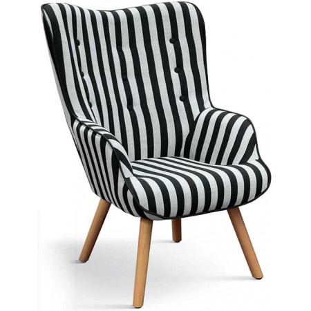 999  Fabric upholstered seat wooden armchair frame and footrest