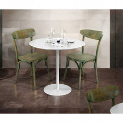 2299 Tavolino con base metallo e pianoin MDF laccato bianco opaco