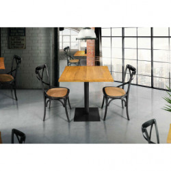 2300 Tavolino con base metallo e piano in rovere massello naturale