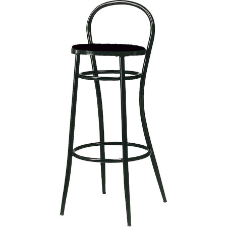 156  Sgabello in metallo nero, seduta tappezzata