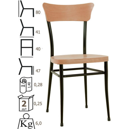 159  Black metal chair frame, wooden or upholstered seat
