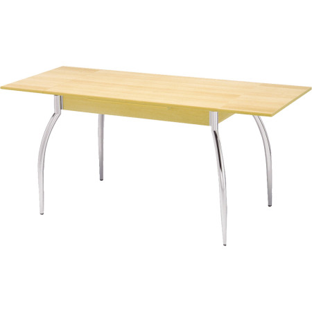 242  Tavolo allungabile con piano nobilitato naturale, gambe cromate