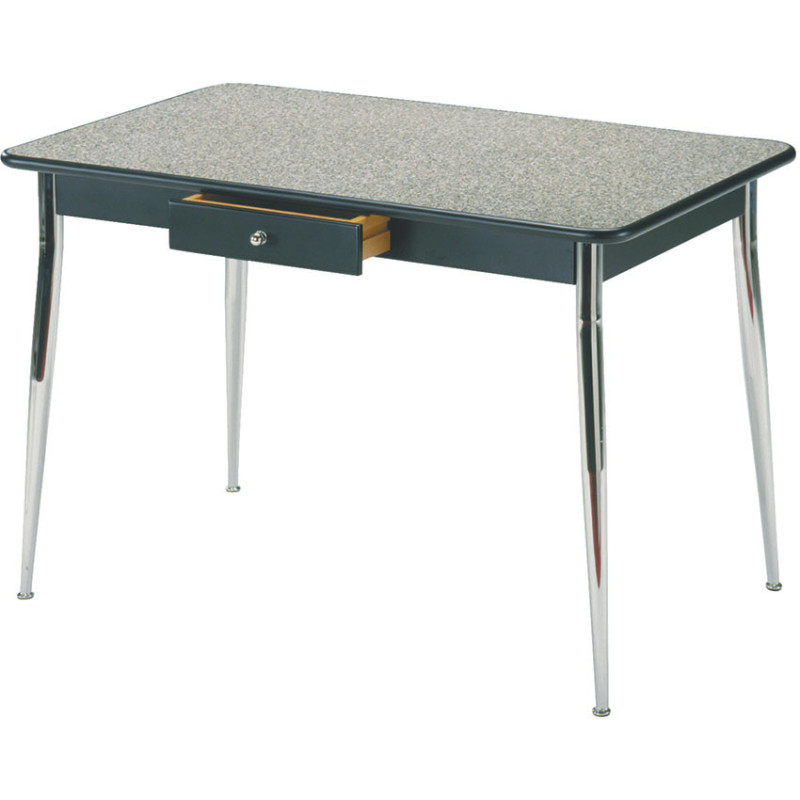 244  Fixed table, veneered top granite finished, chromed steel legs