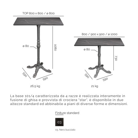 271/BT Black cast iron table base, top to customer choice