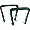 509F Black or chromed steel chair frame, plastic back, upholstered seat, fabric to choice