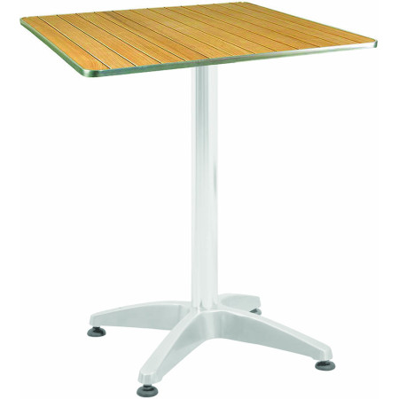 276/PL  Weighted aluminium table base, durmast wood slats top