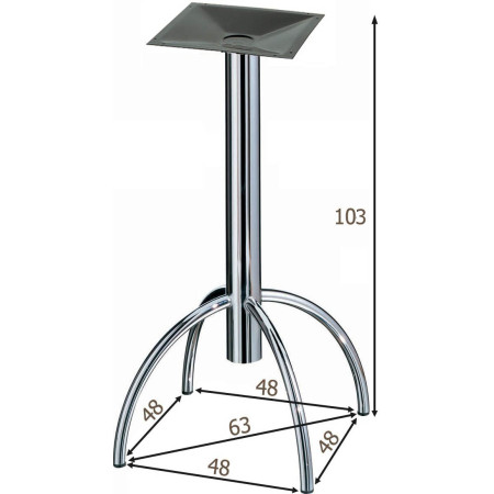 278/BT  Cromed stell table base, top to customer choice
