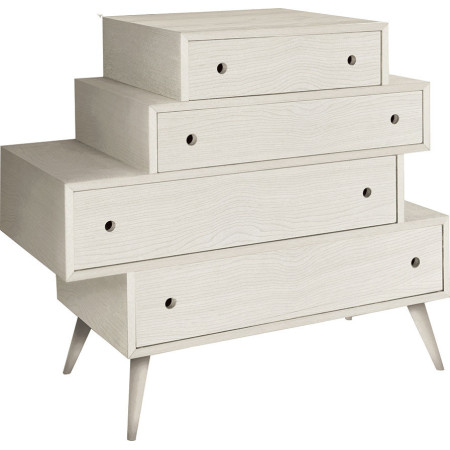 2171 Mobile cassettiera in abete spazzolato bianco, naturale, o bicolore