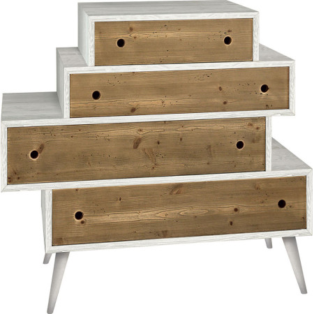 2171 Mobile cassettiera in abete spazzolato bianco, naturale, o bicolore