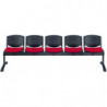 509FP  Waiting bench with 2, 3, 4, 5 seats, black plastic back, upholstered seat fabric to choice