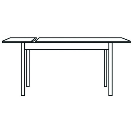2215  Metal table base, white ash wood extending top