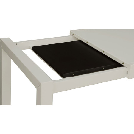 2220  Tavolo allungabile con piani a scorrimento interno in vetro bianco satinato