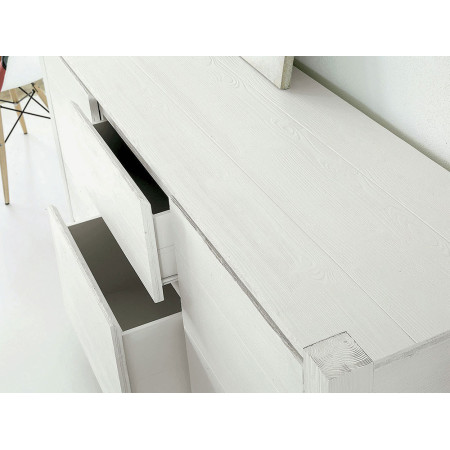 2226  Mobile credenza in abete spazzolato finito bianco