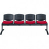 509FP  Waiting bench with 2, 3, 4, 5 seats, black plastic back, upholstered seat fabric to choice