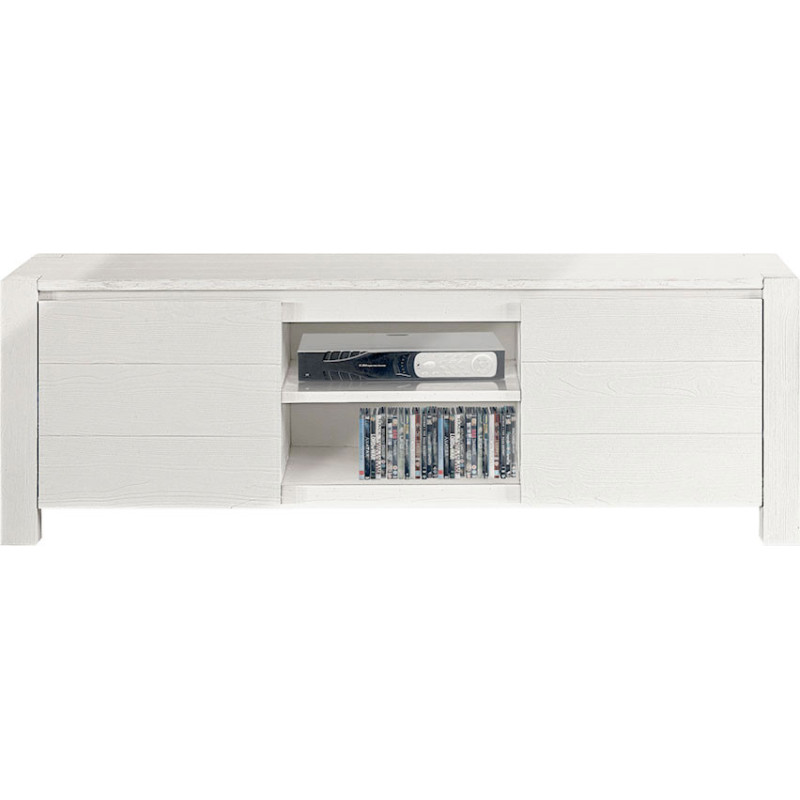 2227  TV stand furniture white brushed fir wood finished
