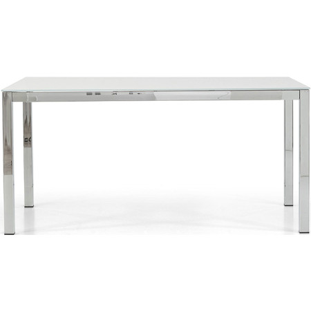 2233 Extending table with chromed steel table base and tempered glass top