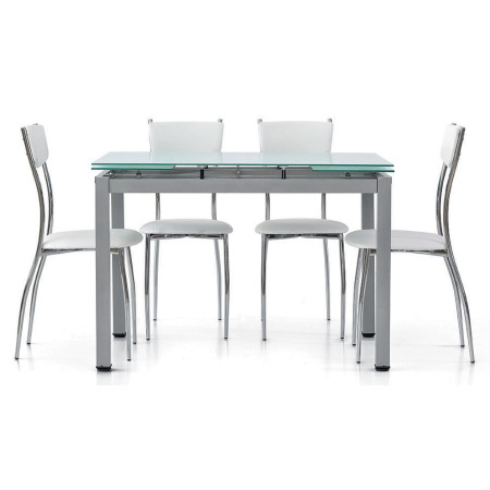 2246 Grey or white metal table base, tempered glass table top