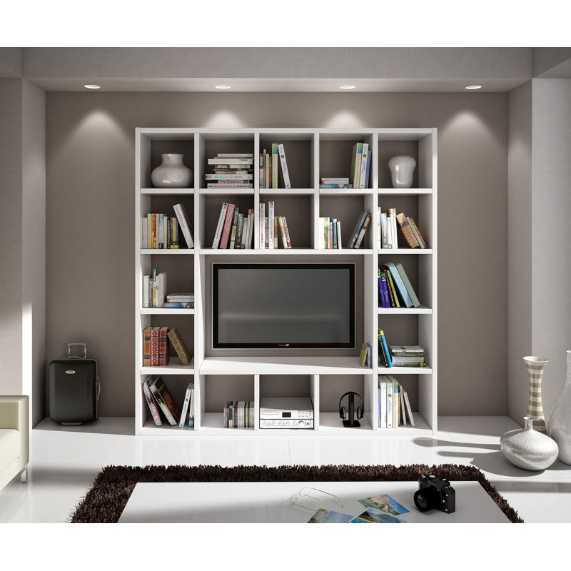2253 Mobile libreria porta TV in nobilitato melaminico frassino bianco
