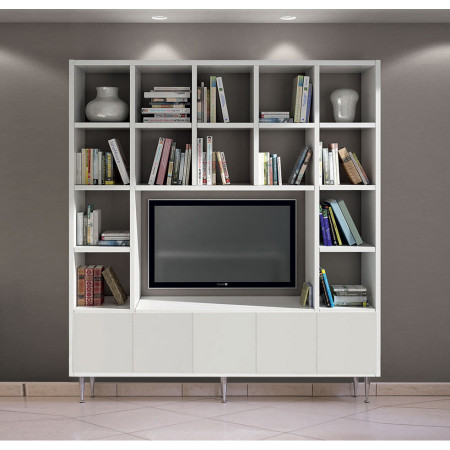 2253  White ash wood melamine veneered bookcase - TV stand