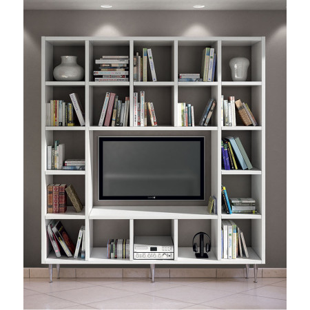 2253  White ash wood melamine veneered bookcase - TV stand