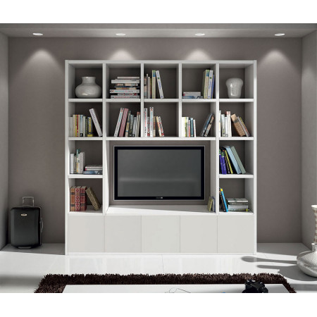 2253 Mobile libreria porta TV in nobilitato melaminico frassino bianco