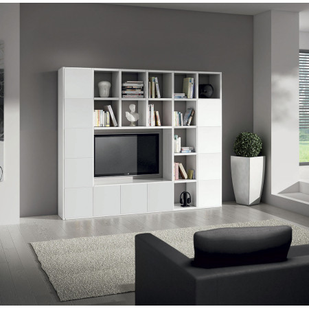 2254 Mobile libreria porta TV in nobilitato melaminico frassino bianco