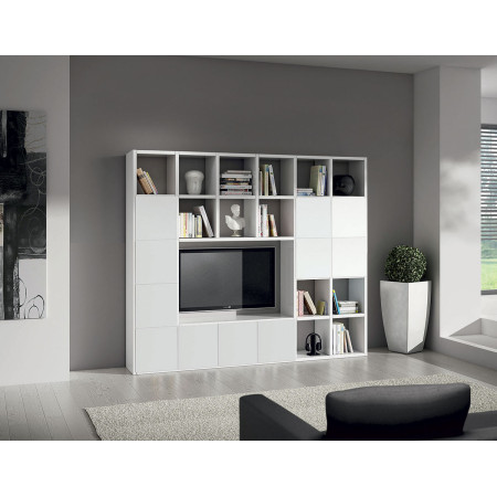 2254  White ash wood melamine veneered bookcase - TV stand
