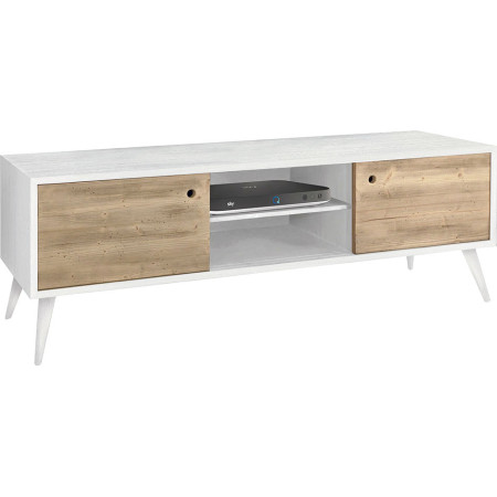 2256 Mobile porta TV a 2 ante in abete bianco, bicolore o naturale