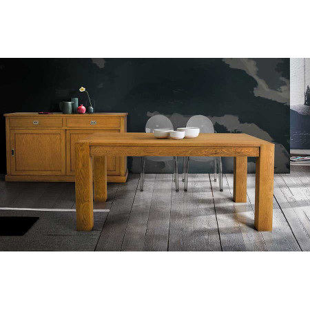 2274 Tavolo allungabile in rovere, piano in legno listellare, finitura rovere grano