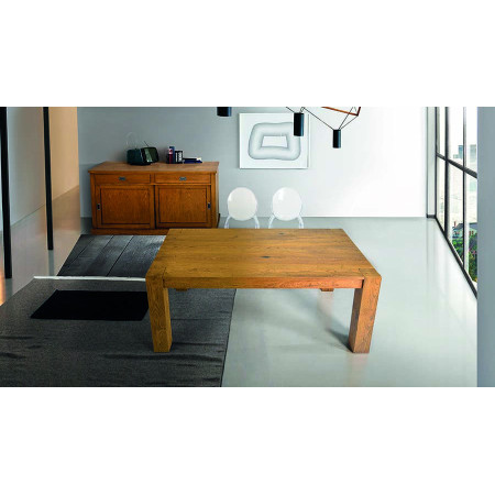 2274 Tavolo allungabile in rovere, piano in legno listellare, finitura rovere grano