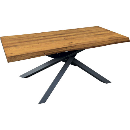 2275  Metal table base, solid durmast wood top wheat finished
