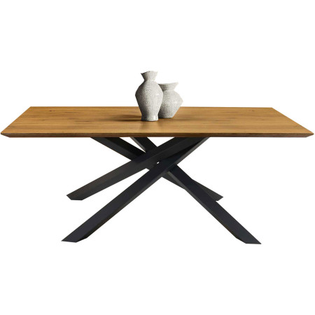 2276 Metal table base, solid durmast wood top wheat or cement grey finished