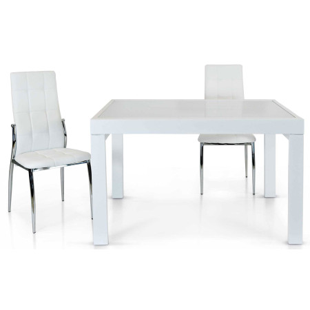 2288  Metal table base, white or grey inner sliding tempered glass tops