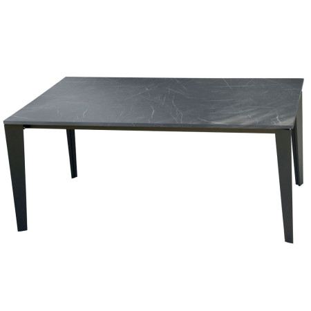 2289 Tavolo con base in metallo, piano allungabile in melaminico effetto marmo nero