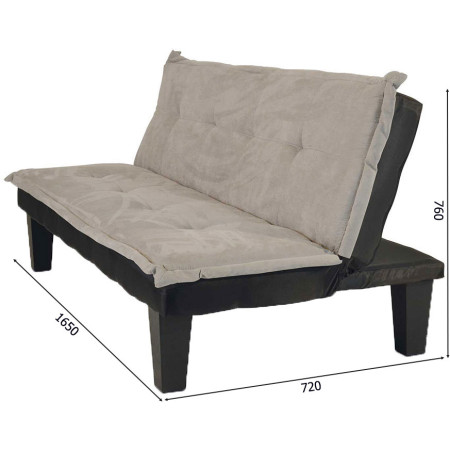 2292  Wooden structure sofa-bed, light grey microfiber upholstered