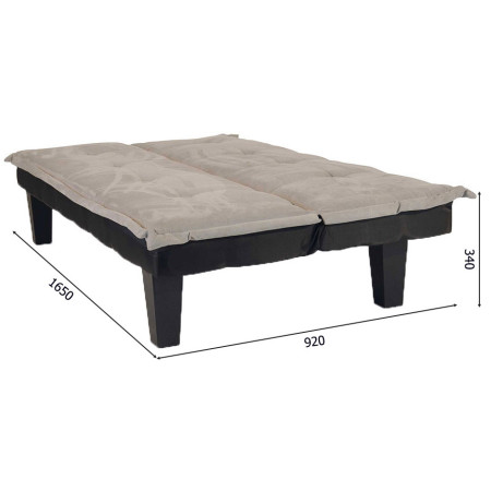 2292  Wooden structure sofa-bed, light grey microfiber upholstered