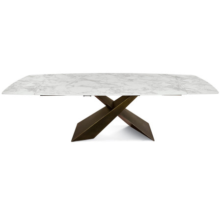2306  Metal table base bronze finished, white ceramic top marble effect