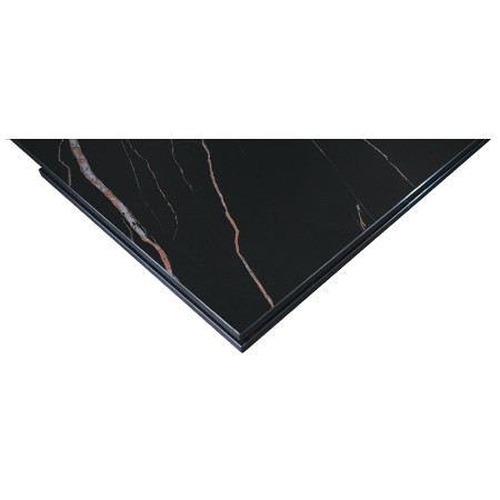 2309  Tavolo con base in metallo e piano in ceramica effetto marmo nero