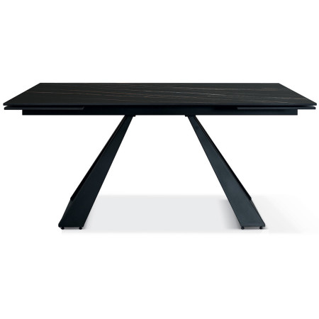 2310  Tavolo con base in metallo e piano in ceramica effetto marmo nero