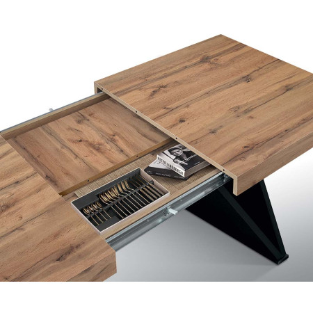 2313  Tavolo con base in MDF, piano allungabile rovere o grigio cemento