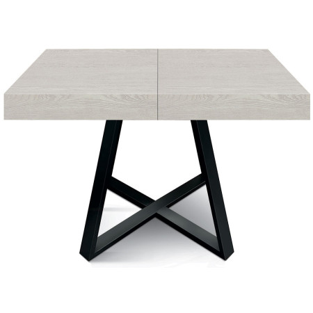 2317  Tavolo con base in metallo, piano allungabile rovere, cemento, o bianco